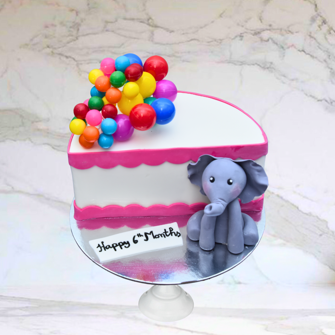 6 month Balloon Cake with Figurine(Available in Buttercream Only)