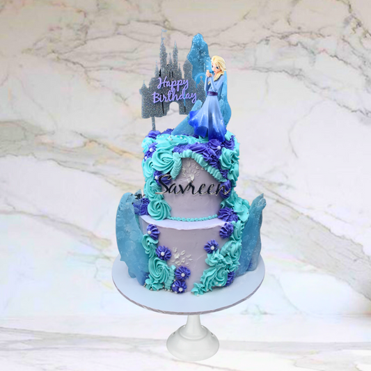 Frozen Elsa Castle Cake with Custom Toppers (Available in Buttercream Icing only)