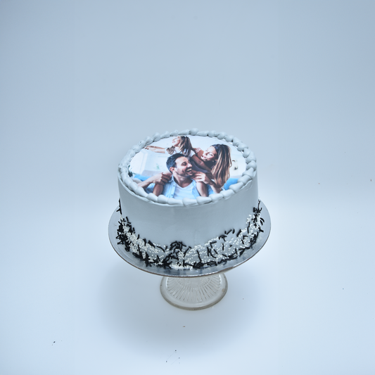 Classic Grey Edible Image Cake ( Can be personalized)