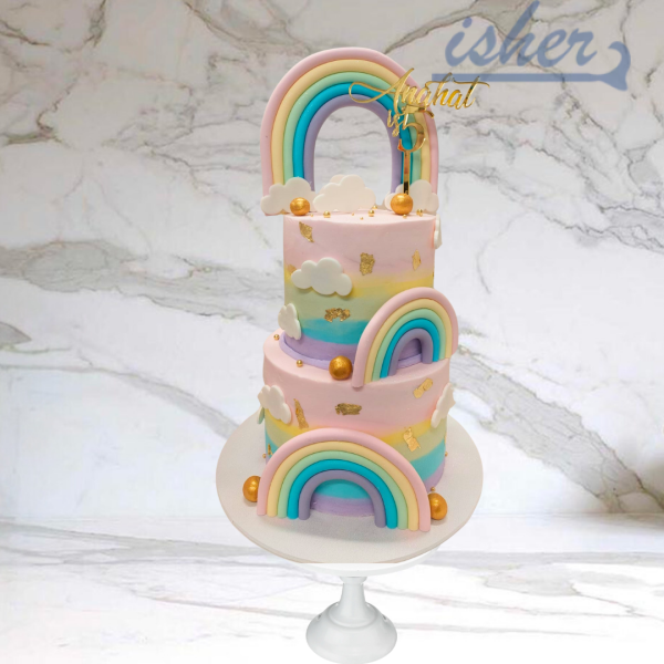 Pastel Rainbow Paradise Cake with custom topper(Available in Buttercre ...